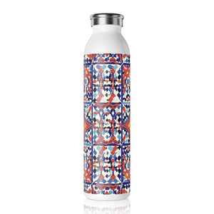 Sleek Slim Water Bottle Geometric Design Vibrant Pattern - Dipaliz - 20oz / White - Bottles