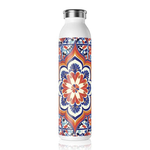 Sleek Slim Water Bottle Geometric Design Vibrant Pattern - Dipaliz - 20oz / White - Bottles