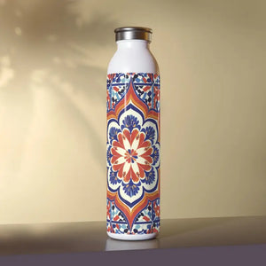 Sleek Slim Water Bottle Geometric Design Vibrant Pattern - Dipaliz - 20oz / White - Bottles