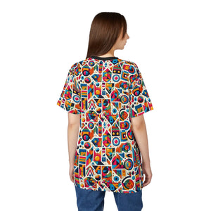 Vibrant Geometric Pattern Unisex Tee - Microfiber Knit - Dipaliz - T-shirts