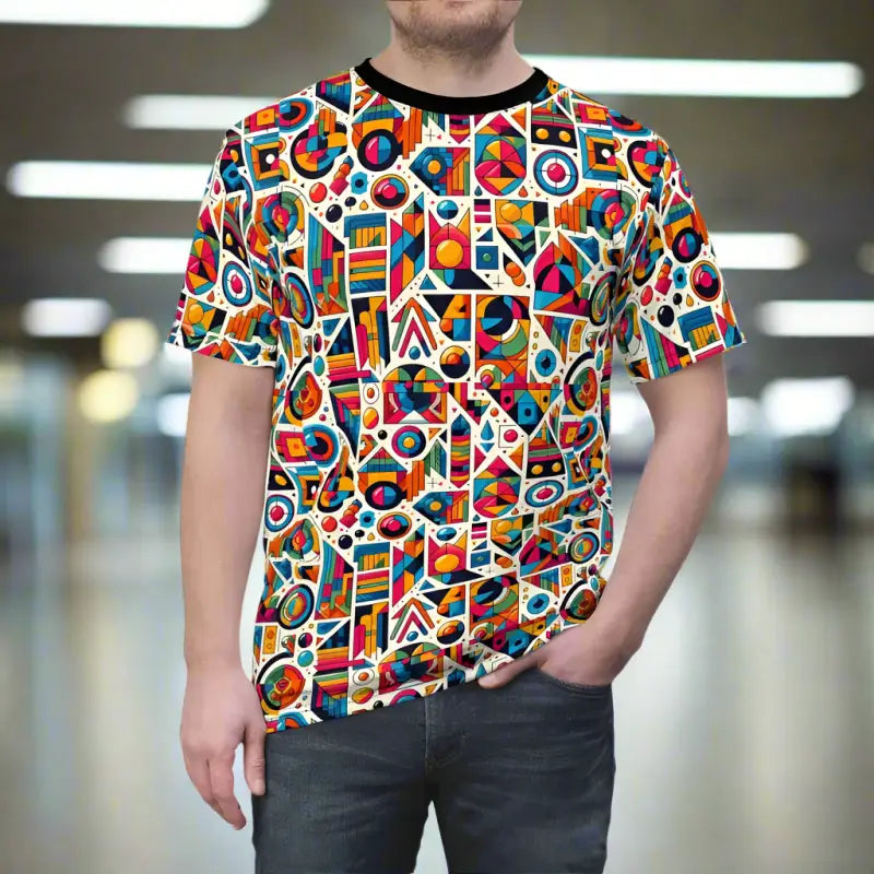 Unleash Style with Vibrant Geometric Pattern Unisex Tee - T-shirts