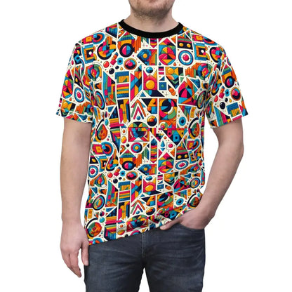 Unleash Style with Vibrant Geometric Pattern Unisex Tee - Black Stitching / 4 Oz. / s T-shirts