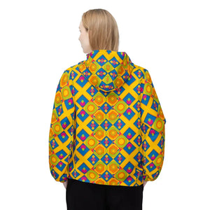 Outerwear - Vibrant Geometric Windbreaker Jacket - Retro Psychedelic Aop