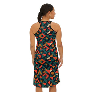 Women’s Racerback Dress - Vibrant Geometric Summer Style - Dipaliz - Dresses