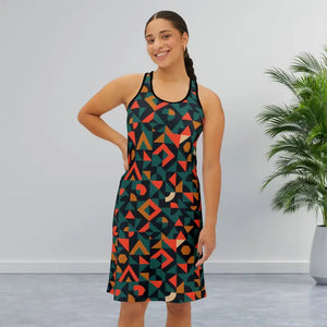 Women’s Racerback Dress - Vibrant Geometric Summer Style - Dipaliz - Xs / Black - Dresses