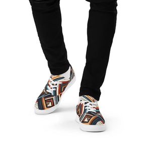 Vibrant Geometrical Men’s Lace-up Canvas Shoes - Dipaliz - Sneakers