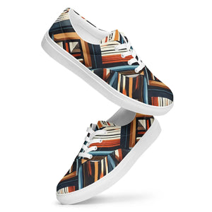 Vibrant Geometrical Men’s Lace-up Canvas Shoes - Dipaliz - Sneakers