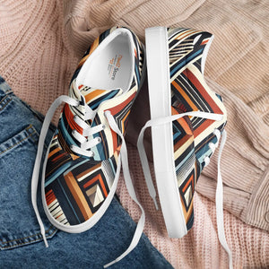 Vibrant Geometrical Men’s Lace-up Canvas Shoes - Dipaliz - Sneakers