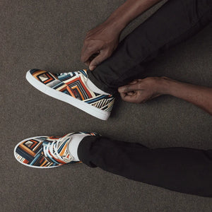 Vibrant Geometrical Men’s Lace-up Canvas Shoes - Dipaliz - Sneakers