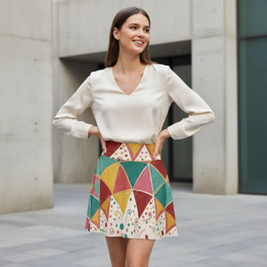 Vibrant Geometrical Triangles Skater Skirt - Dipaliz - Skirts - l