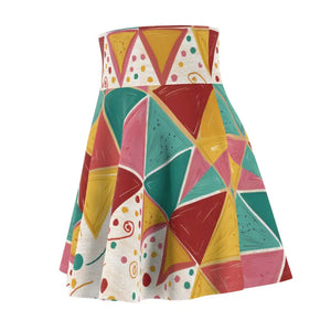 Vibrant Geometrical Triangles Skater Skirt - Bold Pattern - Dipaliz - Skirts