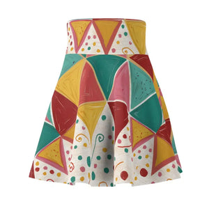 Vibrant Geometrical Triangles Skater Skirt - Bold Pattern - Dipaliz - Skirts