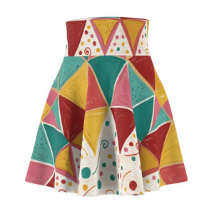 Vibrant Geometrical Triangles Skater Skirt - Bold Pattern - Dipaliz - Skirts