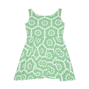 Women’s Skater Dress - Bold Green Abstract Pattern - Dipaliz - Dresses