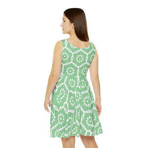 Women’s Skater Dress - Bold Green Abstract Pattern - Dipaliz - Dresses