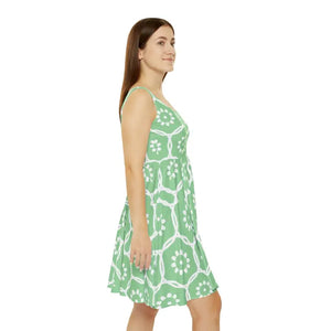 Women’s Skater Dress - Bold Green Abstract Pattern - Dipaliz - Dresses