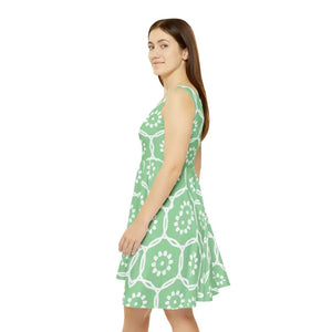 Women’s Skater Dress - Bold Green Abstract Pattern - Dipaliz - Dresses