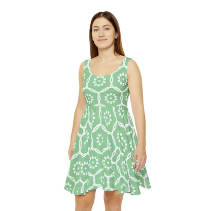 Green Abstract Skater Dress for Women - Bold & Stylish - m Dresses