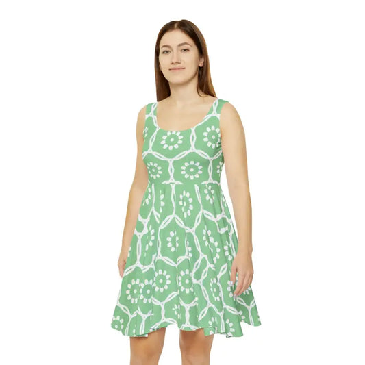 Green Abstract Skater Dress for Women - Bold & Stylish - s Dresses