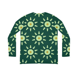 Long Sleeve v Neck Tee Abstract Floral Pattern Green - Dipaliz - T-shirts