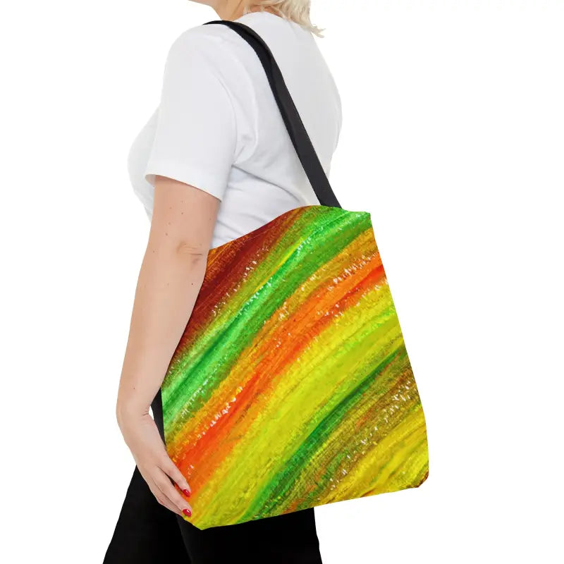 Bold Style: Green Red Abstract Tote Bag Sensation - Medium Bags