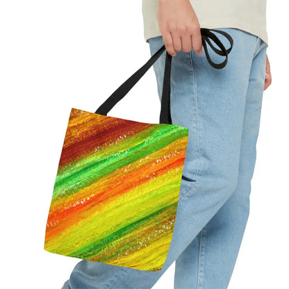 Bold Style: Green Red Abstract Tote Bag Sensation - Small Bags