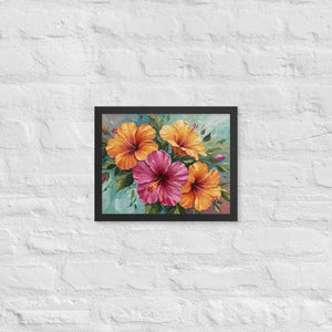Vibrant Hibiscus Oil Painting Framed Poster Matte Finish Dipaliz - Black / 11″×14″ - Posters