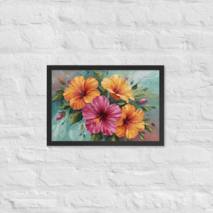 Vibrant Hibiscus Oil Painting Framed Poster Matte Finish Dipaliz - Black / 12″×18″ - Posters