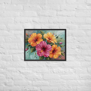 Vibrant Hibiscus Oil Painting Framed Poster Matte Finish Dipaliz - Black / 18″×24″ - Posters