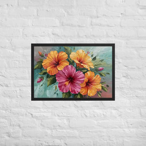 Vibrant Hibiscus Oil Painting Framed Poster Matte Finish Dipaliz - Black / 20″×30″ - Posters