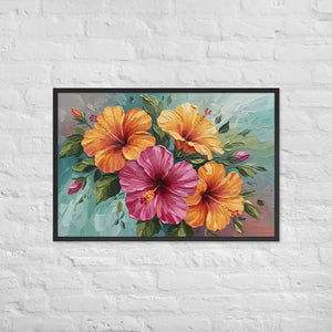 Vibrant Hibiscus Oil Painting Framed Poster Matte Finish Dipaliz - Black / 24″×36″ - Posters