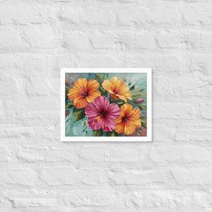 Vibrant Hibiscus Oil Painting Framed Poster Matte Finish Dipaliz - White / 11″×14″ - Posters