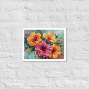 Vibrant Hibiscus Oil Painting Framed Poster Matte Finish Dipaliz - White / 12″×16″ - Posters