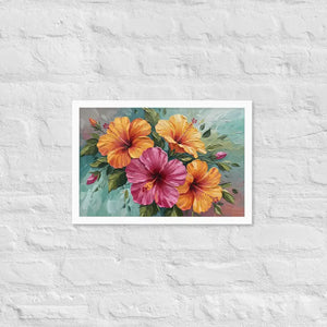 Vibrant Hibiscus Oil Painting Framed Poster Matte Finish Dipaliz - White / 12″×18″ - Posters