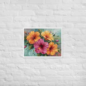 Vibrant Hibiscus Oil Painting Framed Poster Matte Finish Dipaliz - White / 18″×24″ - Posters