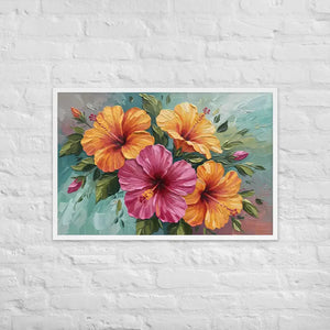 Vibrant Hibiscus Oil Painting Framed Poster Matte Finish Dipaliz - White / 24″×36″ - Posters