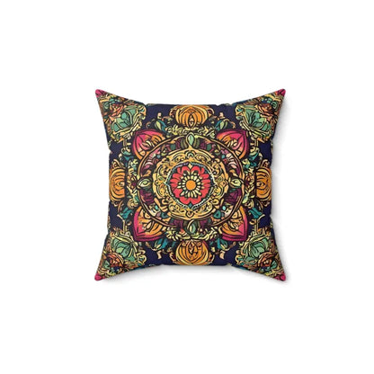 Vibrant Indian Pattern Polyester Pillow: Add a Pop of Color - 14’’ × Home Decor