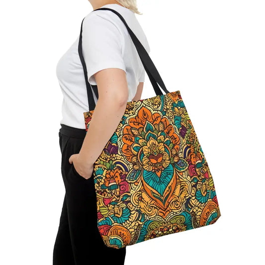 Turn Heads with the Colorful Indian Pattern Tote Bag on your Adventures - Large Bags