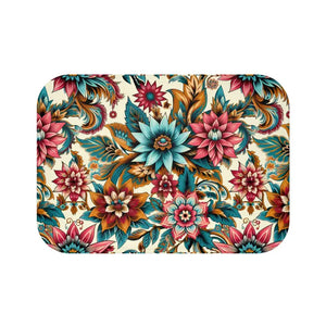 Large Flower Bath Mat - Vibrant Monochrome Floral Pattern - Dipaliz - 24’’ × 17’’ - Mats & Rugs