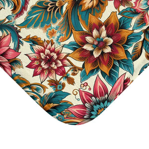 Large Flower Bath Mat - Vibrant Monochrome Floral Pattern - Dipaliz - Mats & Rugs