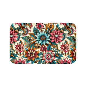 Large Flower Bath Mat - Vibrant Monochrome Floral Pattern - Dipaliz - Mats & Rugs