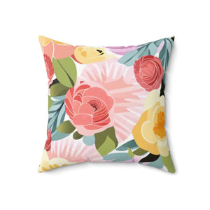 Large Pastel Flowers Polyester Square Pillow - Dipaliz - 18’’ × - Throw Pillows