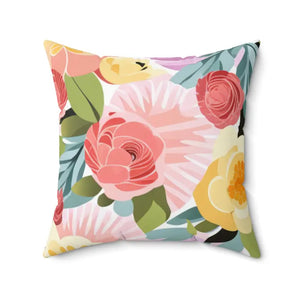 Large Pastel Flowers Polyester Square Pillow - Dipaliz - 20’’ × - Throw Pillows