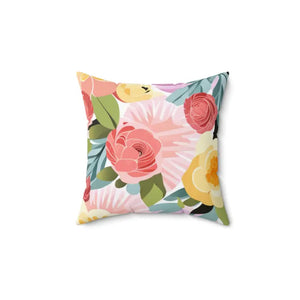 Large Pastel Flowers Polyester Square Pillow - Dipaliz - Throw Pillows