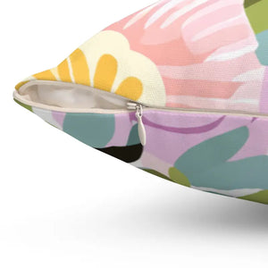 Large Pastel Flowers Polyester Square Pillow - Dipaliz - Throw Pillows