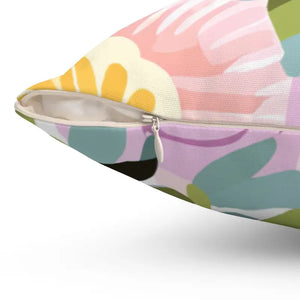 Large Pastel Flowers Polyester Square Pillow - Dipaliz - Throw Pillows