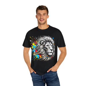 Vibrant Lion T-shirt - Artistic Cotton Tee for Nature Lovers - Dipaliz - T-shirts