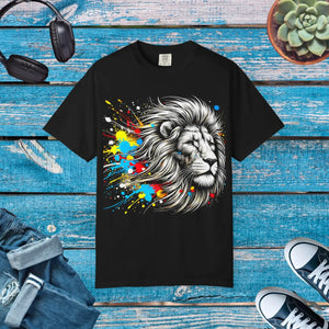 Vibrant Lion T-shirt - Artistic Cotton Tee for Nature Lovers - Dipaliz - T-shirts