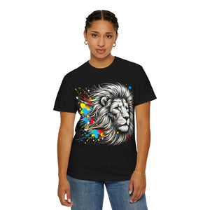 Vibrant Lion T-shirt - Artistic Cotton Tee for Nature Lovers - Dipaliz - T-shirts