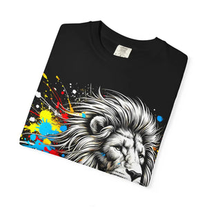 Vibrant Lion T-shirt - Artistic Cotton Tee for Nature Lovers - Dipaliz - T-shirts